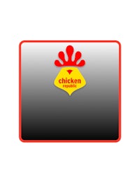 a chicken logo on a grey background