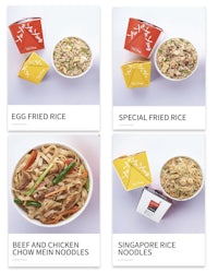 four different types of fried rice in different bowls